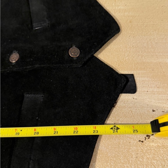 Vintage WESTERN FRONTIER leather vest 44 black SUEDE cowboy waistcoat XL rancher - Picture 10 of 11